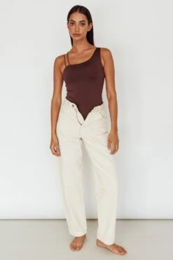 Bare Double Strap Bodysuit Brown -Selfie Leslie Shop SLKT11801 20BROWN 2