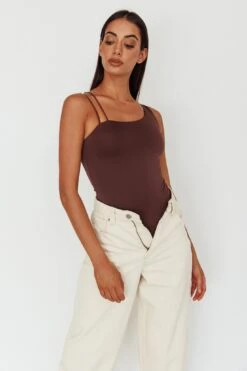 Bare Double Strap Bodysuit Brown -Selfie Leslie Shop SLKT11801 20BROWN 5