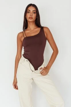 Bare Double Strap Bodysuit Brown -Selfie Leslie Shop SLKT11801 20BROWN 6