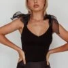 Midsomer Tied Shoulder Bodysuit Black 1 Midsomer Tied Shoulder Bodysuit Black -Selfie Leslie Shop SLKT6776 20BLACK 1