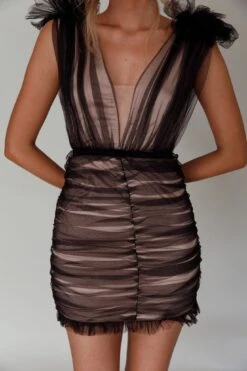 Ludivine Shoulder Accent Mesh Mini Dress Black 14 Ludivine Shoulder Accent Mesh Mini Dress Black -Selfie Leslie Shop SLLD9030BLACK 4