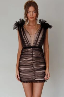 Ludivine Shoulder Accent Mesh Mini Dress Black 19 Ludivine Shoulder Accent Mesh Mini Dress Black -Selfie Leslie Shop SLLD9030BLACK 9