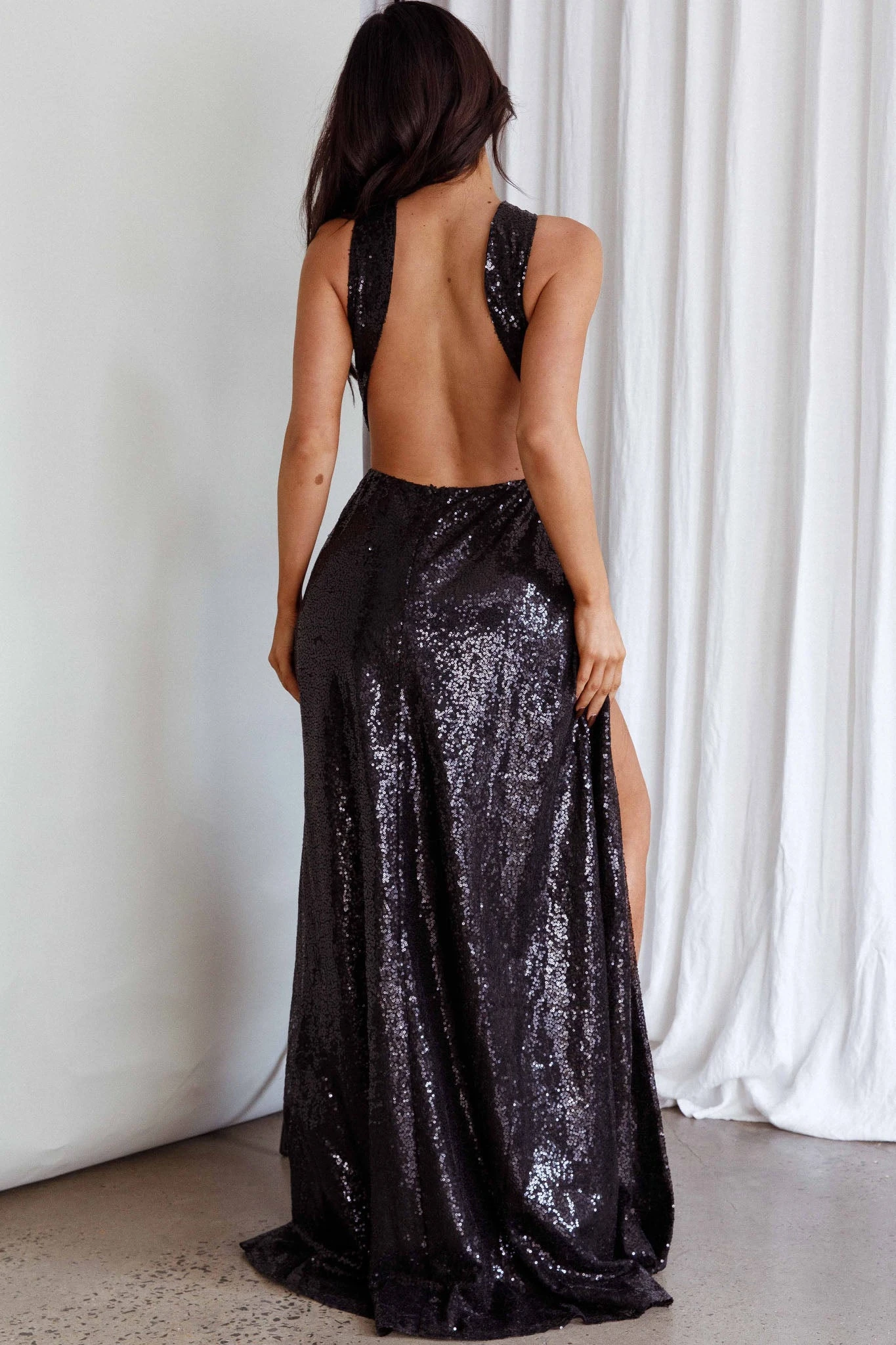 Kimba High Split Sequin Dress Black 4 Kimba High Split Sequin Dress Black - Image 2