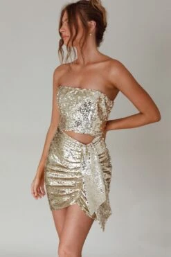 Joie De Vivre Sequin Mini Dress Gold 19 Joie De Vivre Sequin Mini Dress Gold -Selfie Leslie Shop SLLD9094GOLD 9