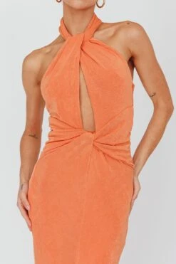 Ileana Twist Bodice Maxi Dress Orange -Selfie Leslie Shop SLLD9416 20ORANGE 4