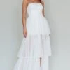 Haeven Tiered Strapless Maxi Dress White 2 Haeven Tiered Strapless Maxi Dress White -Selfie Leslie Shop SLLD9660 20WHITE 1