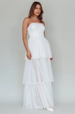Haeven Tiered Strapless Maxi Dress White -Selfie Leslie Shop SLLD9660 20WHITE 6