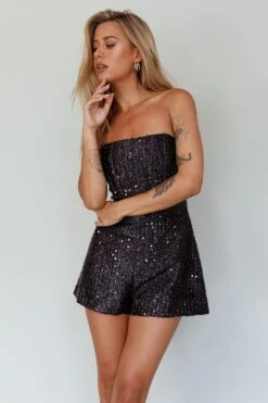 Vivid Dreams Strapless Sequin Romper Black -Selfie Leslie Shop SLLR9329 20BLACK 5