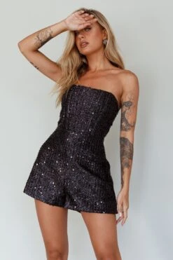 Vivid Dreams Strapless Sequin Romper Black -Selfie Leslie Shop SLLR9329 20BLACK 7