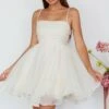 Elyse Pleated Bodice Party Dress Cream -Selfie Leslie Shop SLMD3191ACREAM 1
