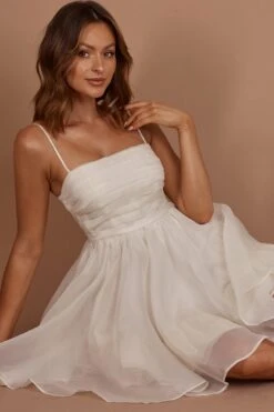 Elyse Pleated Bodice Party Dress Cream 27 Elyse Pleated Bodice Party Dress Cream -Selfie Leslie Shop SLMD3191A 20CREAM 1