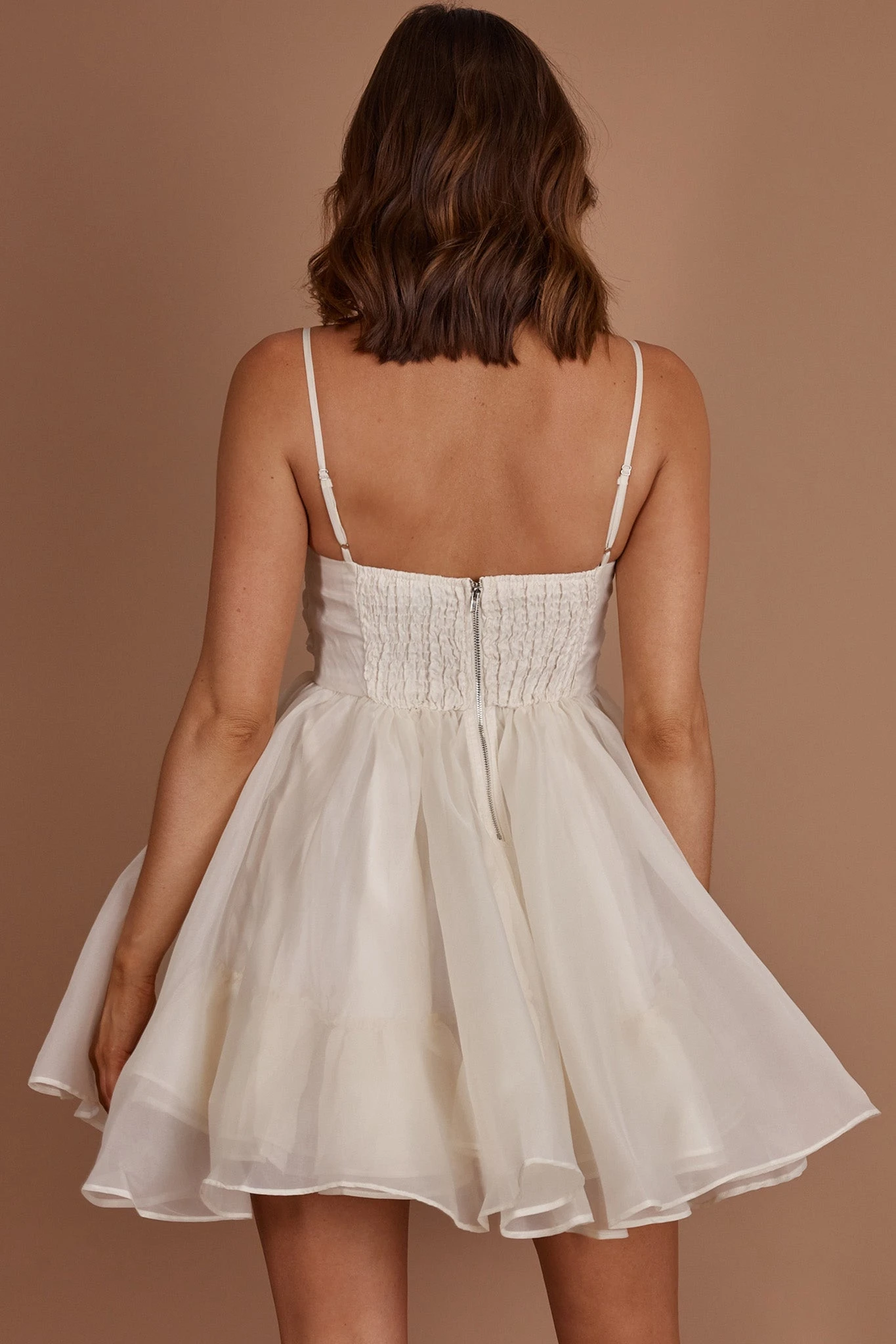 Elyse Pleated Bodice Party Dress Cream 12 Elyse Pleated Bodice Party Dress Cream - Image 10