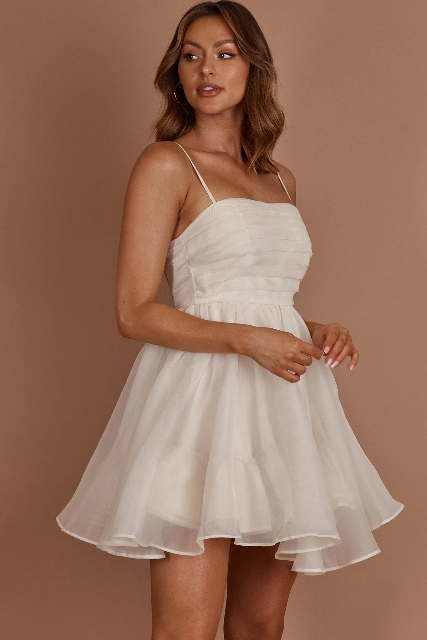 Elyse Pleated Bodice Party Dress Cream 15 Elyse Pleated Bodice Party Dress Cream - Image 13