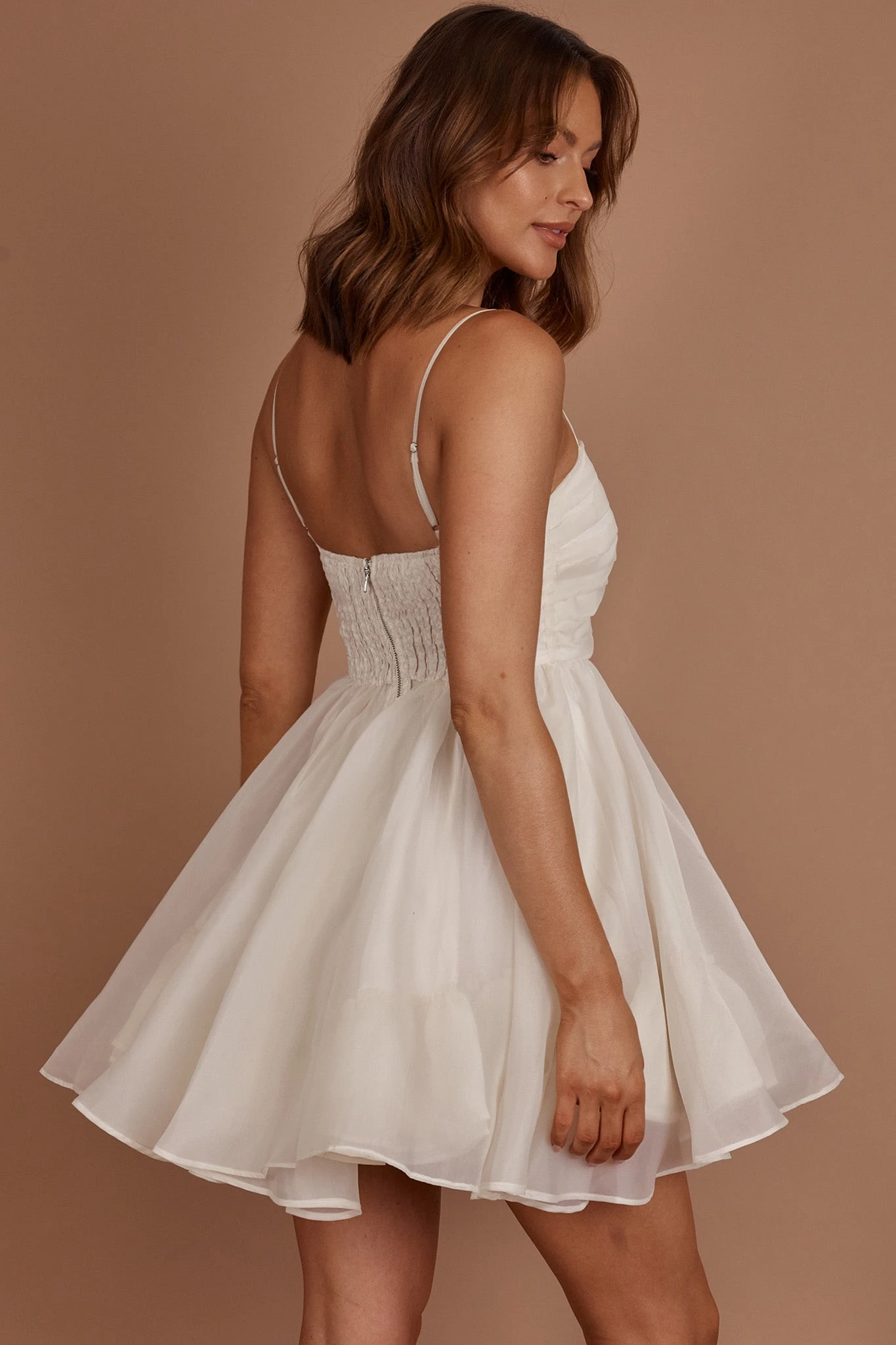 Elyse Pleated Bodice Party Dress Cream 16 Elyse Pleated Bodice Party Dress Cream - Image 14