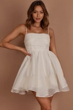 Elyse Pleated Bodice Party Dress Cream 34 Elyse Pleated Bodice Party Dress Cream -Selfie Leslie Shop SLMD3191A 20CREAM 8