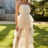 Written In The Stars Layered Tulle Maxi Dress Cream -Selfie Leslie Shop SLMD3470 20CREAM 1