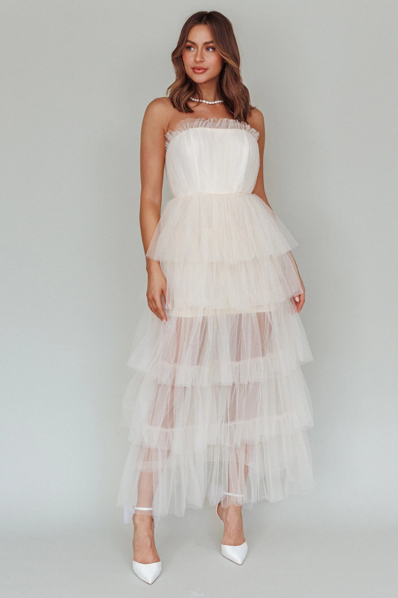 Written In The Stars Layered Tulle Maxi Dress Cream 7 Written In The Stars Layered Tulle Maxi Dress Cream - Image 5