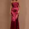 Kalisa Strapless Thigh Split Maxi Dress Burgundy -Selfie Leslie Shop SLMF21407 20BURGUNDY 1