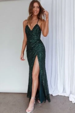 Luminosa Strappy Back Sequin Dress Emerald 16 Luminosa Strappy Back Sequin Dress Emerald -Selfie Leslie Shop SLMF2928 20EMERALD 7