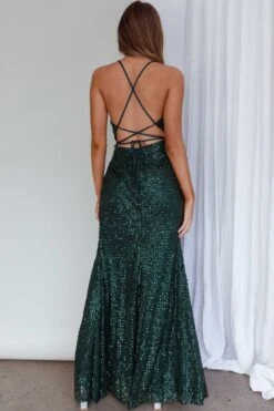 Luminosa Strappy Back Sequin Dress Emerald 17 Luminosa Strappy Back Sequin Dress Emerald -Selfie Leslie Shop SLMF2928 20EMERALD 8