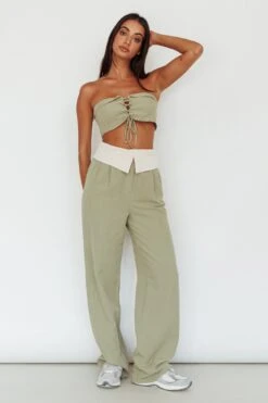 East Village Foldover Pants Sage -Selfie Leslie Shop SLP1448 20SAGE 2