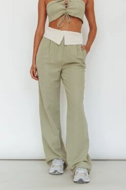 East Village Foldover Pants Sage -Selfie Leslie Shop SLP1448 20SAGE 4