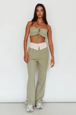 East Village Foldover Pants Sage -Selfie Leslie Shop SLP1448 20SAGE 5