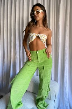 Ashlynn Corduroy Cargo Pants Lime -Selfie Leslie Shop SLP2044 20LIME 6