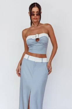 In My Era Buckle Crop Top Washed Blue 13 In My Era Buckle Crop Top Washed Blue -Selfie Leslie Shop SLPDT376 20WASHED 20BLUE 6