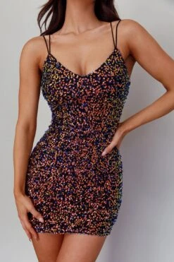 Disco Fever Strappy Back Sequin Mini Dress Black -Selfie Leslie Shop SLQD5285 20BLACK 4