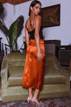 On The Money Gathered Midi Skirt Camel -Selfie Leslie Shop SLS13046S 20CAMEL 8