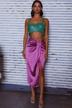 On The Money Gathered Midi Skirt Orchid -Selfie Leslie Shop SLS13046S 20ORCHID 2