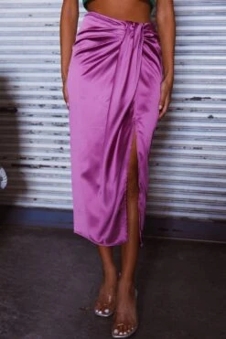 On The Money Gathered Midi Skirt Orchid -Selfie Leslie Shop SLS13046S 20ORCHID 4