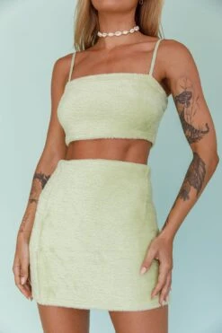 Light Speed Fluffy Mini Skirt Pistachio -Selfie Leslie Shop SLS13448 S 20PISTACHIO 4