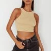Bryn Racerback Crop Top Sand -Selfie Leslie Shop SLS1954 20SAND 1