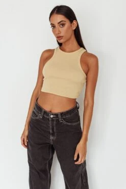 Bryn Racerback Crop Top Sand 13 Bryn Racerback Crop Top Sand -Selfie Leslie Shop SLS1954 20SAND 2