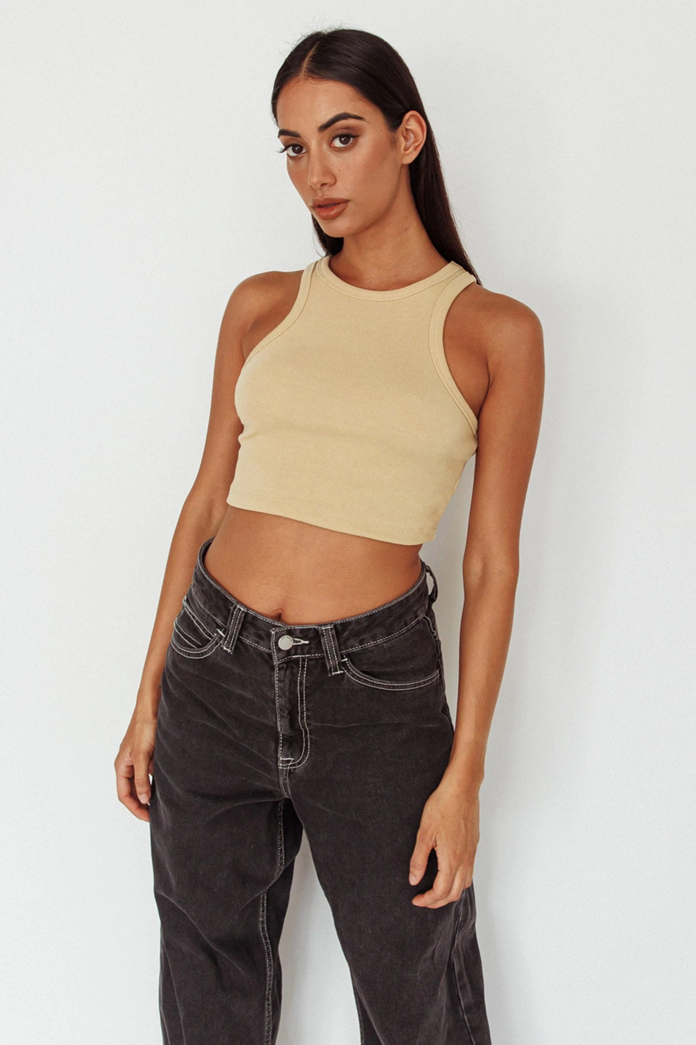 Bryn Racerback Crop Top Sand 5 Bryn Racerback Crop Top Sand - Image 3