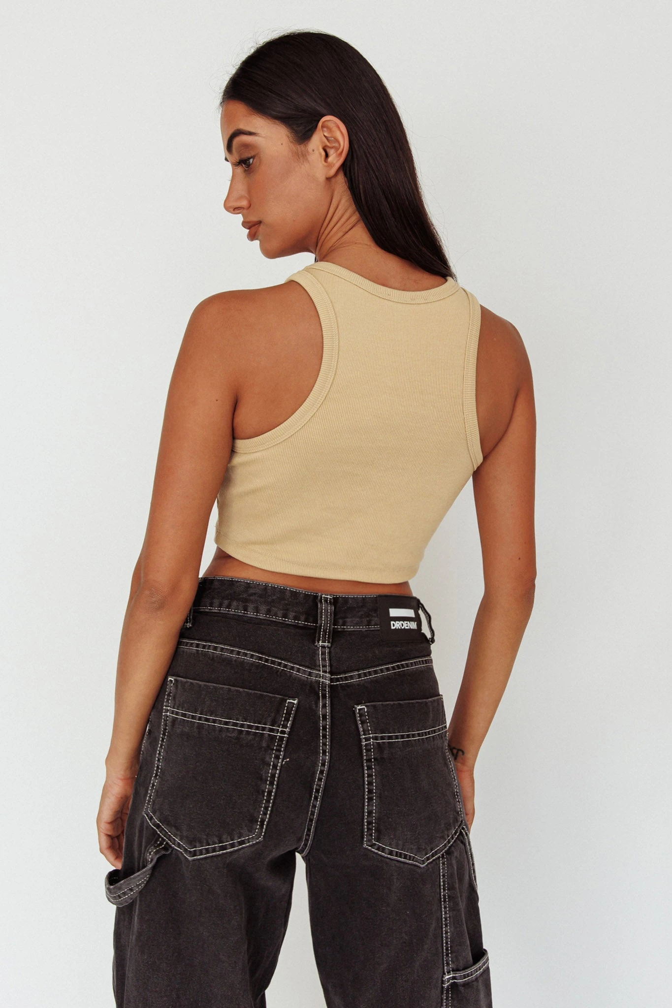 Bryn Racerback Crop Top Sand 4 Bryn Racerback Crop Top Sand - Image 2