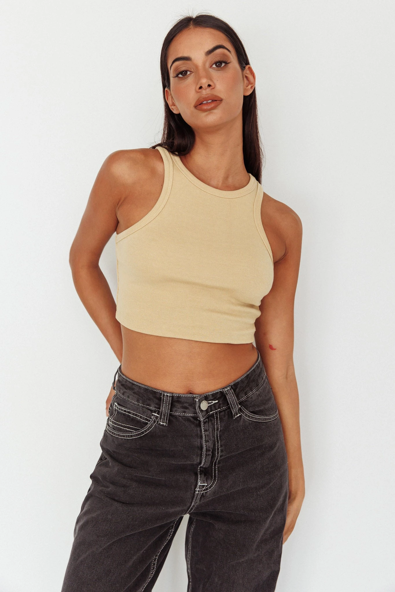 Bryn Racerback Crop Top Sand 6 Bryn Racerback Crop Top Sand - Image 4