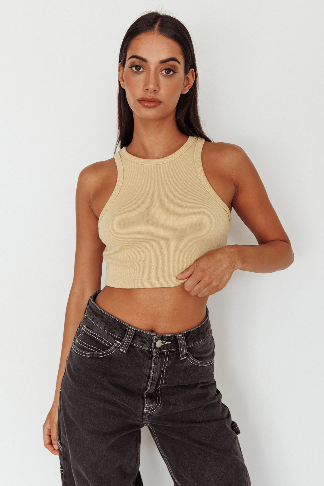 Bryn Racerback Crop Top Sand 8 Bryn Racerback Crop Top Sand - Image 6
