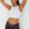 Bryn Racerback Crop Top White 1 Bryn Racerback Crop Top White -Selfie Leslie Shop SLS1954 20WHITE 1