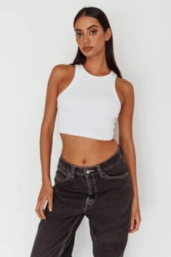 Bryn Racerback Crop Top White -Selfie Leslie Shop SLS1954 20WHITE 2