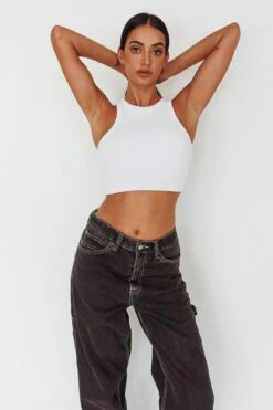 Bryn Racerback Crop Top White -Selfie Leslie Shop SLS1954 20WHITE 5