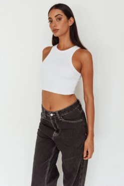 Bryn Racerback Crop Top White -Selfie Leslie Shop SLS1954 20WHITE 8