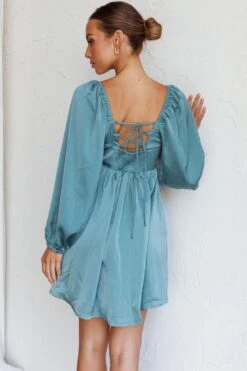 Tansy Long Sleeve Babydoll Dress Teal -Selfie Leslie Shop SLS21087 20TEAL 3