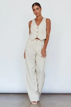 Times Square Buttoned Waistcoat Top Natural 12 Times Square Buttoned Waistcoat Top Natural -Selfie Leslie Shop SLS21441 20NATURAL 2