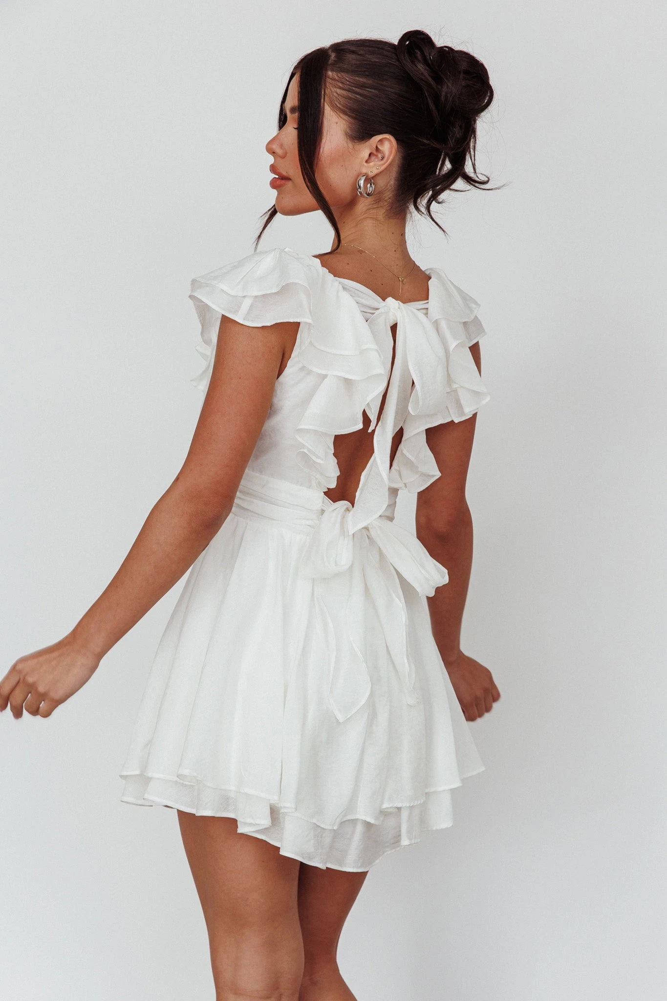 Glory Days Ruffle Shoulder Romper Off White 5 Glory Days Ruffle Shoulder Romper Off White - Image 3