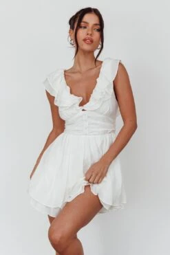 Glory Days Ruffle Shoulder Romper Off White 15 Glory Days Ruffle Shoulder Romper Off White -Selfie Leslie Shop SLS21736OFFWHITE 6