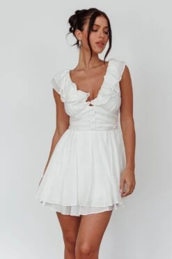 Glory Days Ruffle Shoulder Romper Off White 16 Glory Days Ruffle Shoulder Romper Off White -Selfie Leslie Shop SLS21736OFFWHITE 7