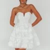 Demi Frill Trim Strapless Dress White -Selfie Leslie Shop SLS21901 20WHITE 1